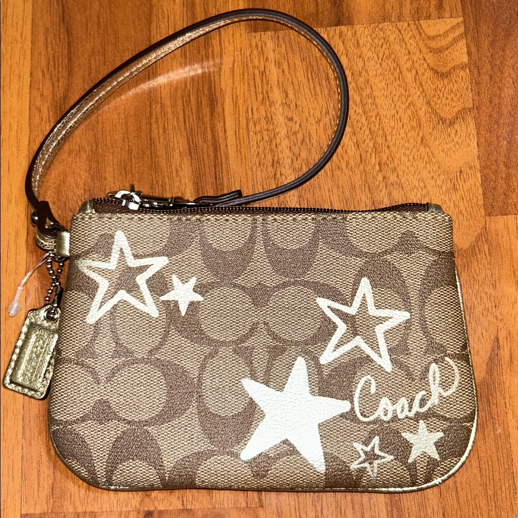 Coach Canvas Logo And Graffiti Star Wristlet